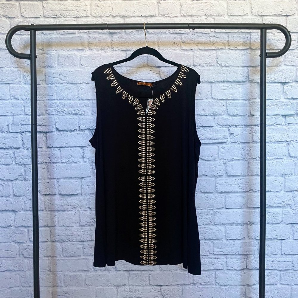 Belldini Studded Sleeveless Shirt With Keyhole Size 2XL NWT